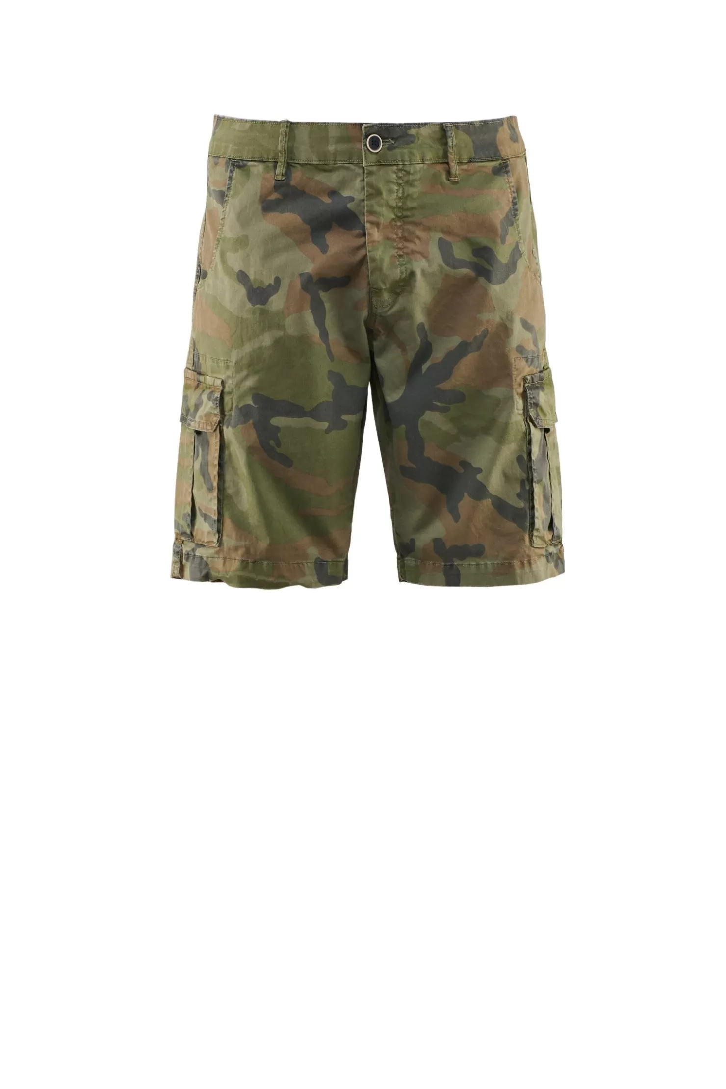 Bermuda & Shorts-Bomboogie Bermudashorts Aus Baumwoll-Gabardine Mit Camouflage-Muster Camouflage Green